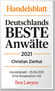 Auszeichnung des Handelsblatts als einer der besten Anwälte Deutschlands 2021